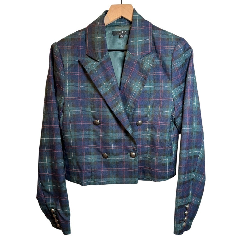 FORE Plaid Blazer Skort Set Dark Academia Preppy Tartan Preppy School Girl Small - Picture 2 of 14